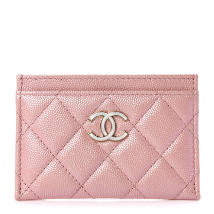 Chanel Iridescent Caviar Quilted Card Holder Rose Pink 1 of 8