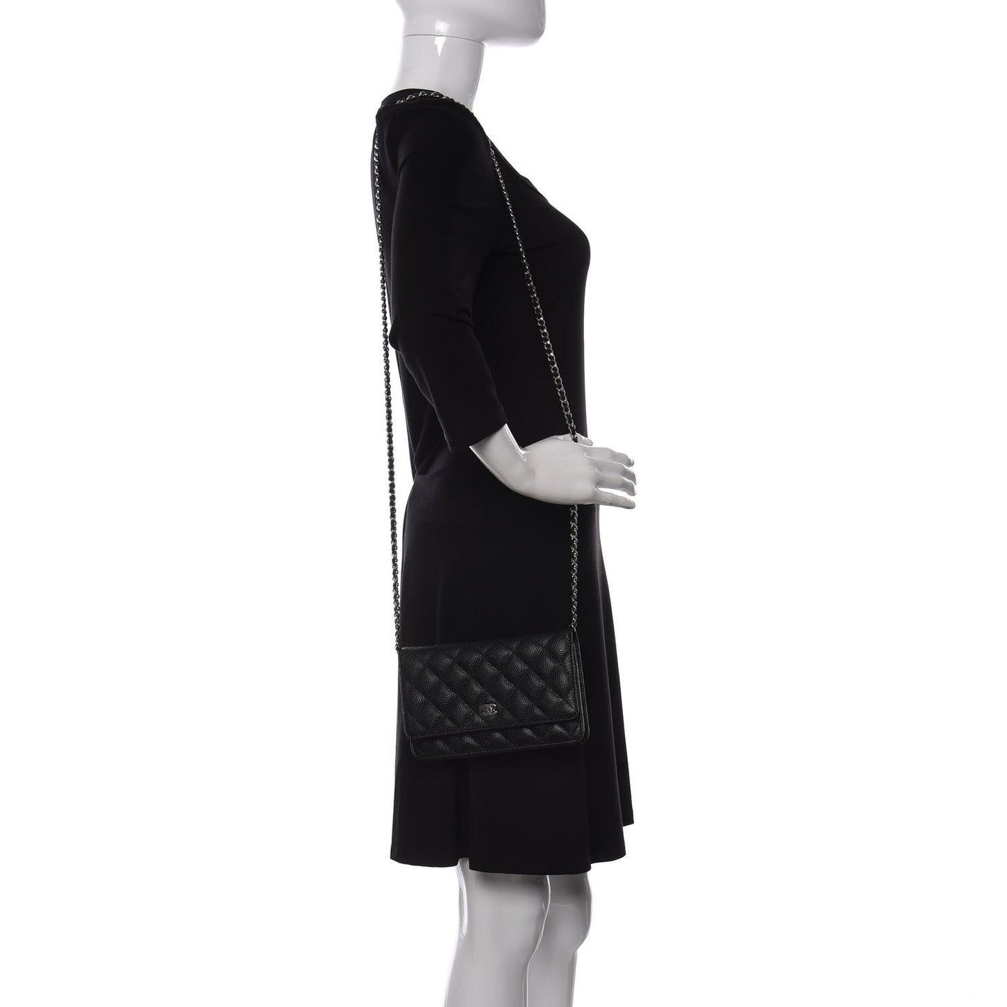 Caviar Quilted Wallet On Chain WOC Black