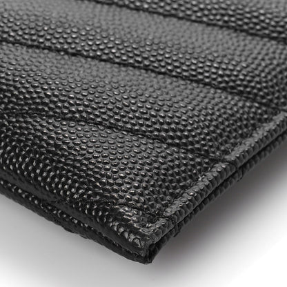 Saint Laurent Grain De Poudre Chevron Monogram Bill Pouch Black 7 of 8