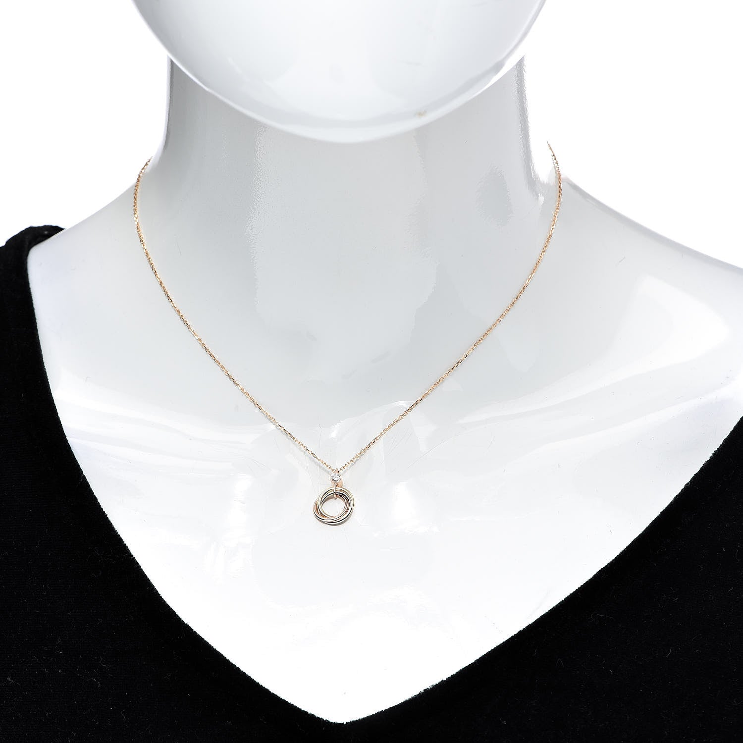 Cartier 18K Pink Yellow White Gold Diamond Trinity Pendant Necklace 2 of 4