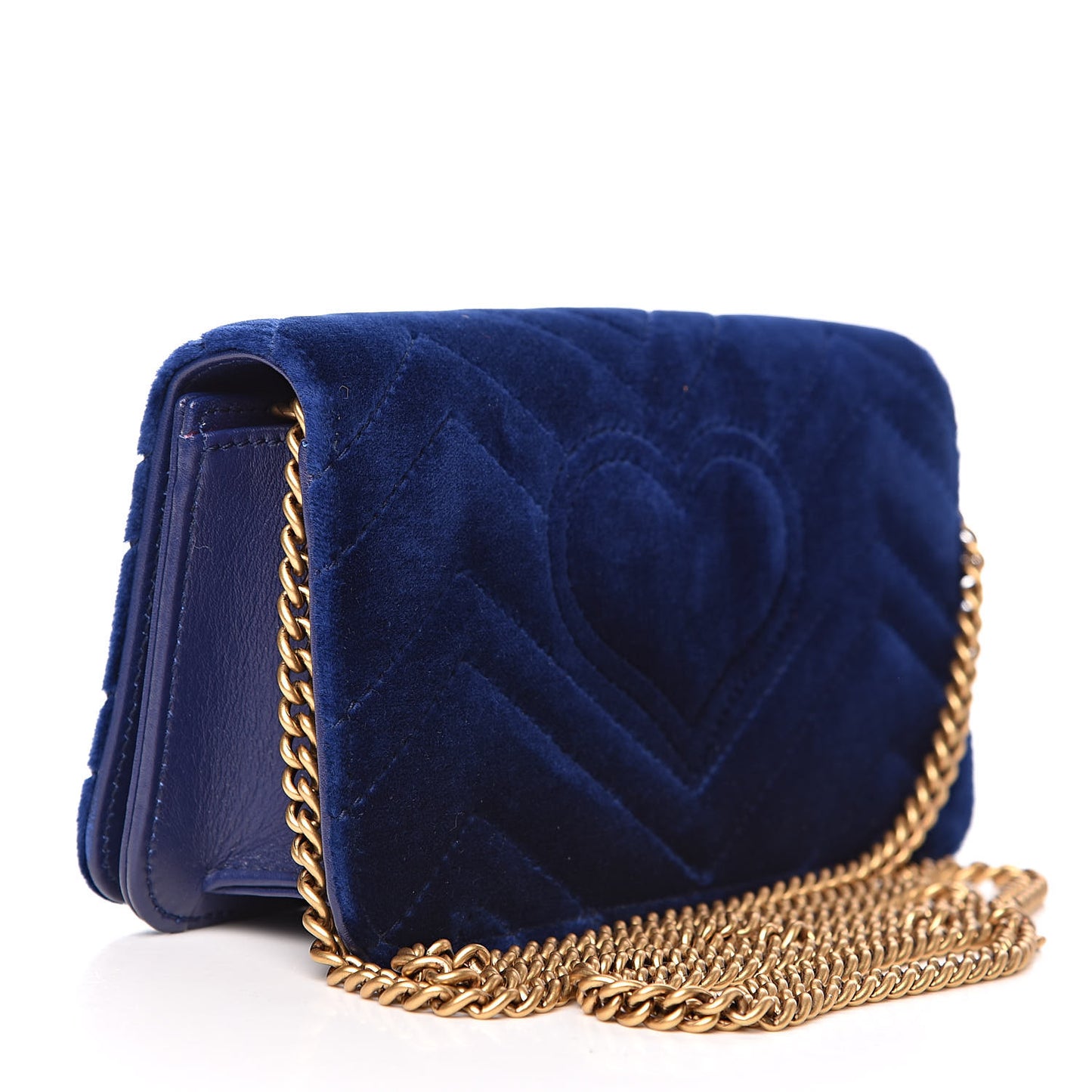 Velvet Matelasse GG Marmont Mini Bag Cobalt Blue