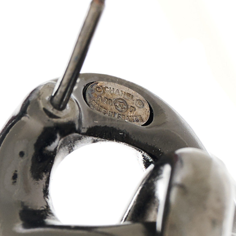 Chanel Metal CC Pick Drop Earrings Ruthenium 4 of 5