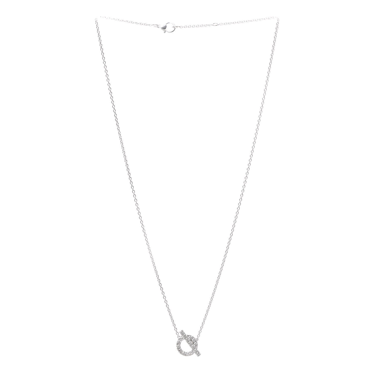 Hermes 18K White Gold Diamond Finesse Pendant Necklace 3 of 6
