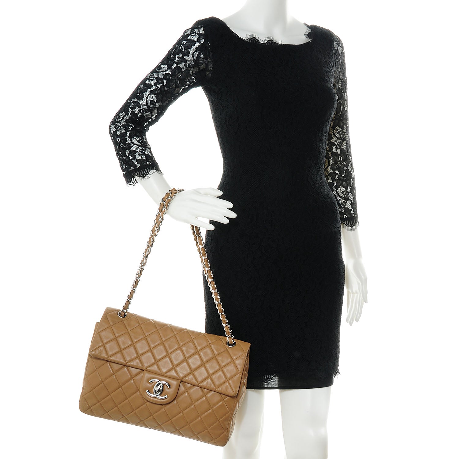 Chanel Lambskin Quilted Maxi Single Flap Dark Beige 2 of 9
