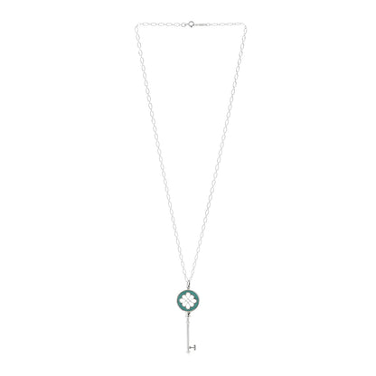 Tiffany Sterling Silver Enamel Knot Key Pendant Necklace Blue 3 of 6
