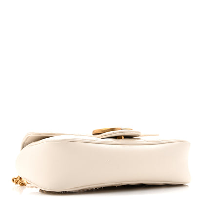 Gucci Calfskin Matelasse Super Mini GG Marmont Shoulder Bag White 4 of 14