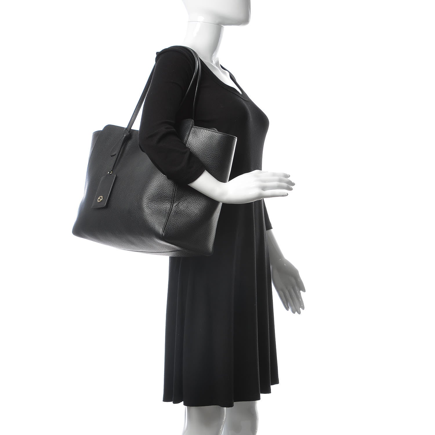 Gucci Pebbled Calfskin Medium Swing Tote Black 2 of 10