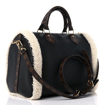 Louis Vuitton Calfskin Monogram Teddy Speedy Bandouliere 30 Black 3 of 8