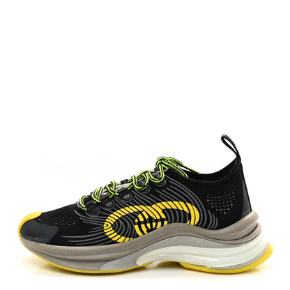 Gucci Technical Knit Fabric Waves Womens Gucci Run Sneakers 35.5 Black Silver Giallo Neon Yellow 1 of 9