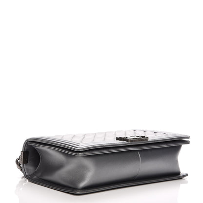 Chanel Metallic Calfskin Quilted New Medium Boy Flap Dark Silver 4 of 10