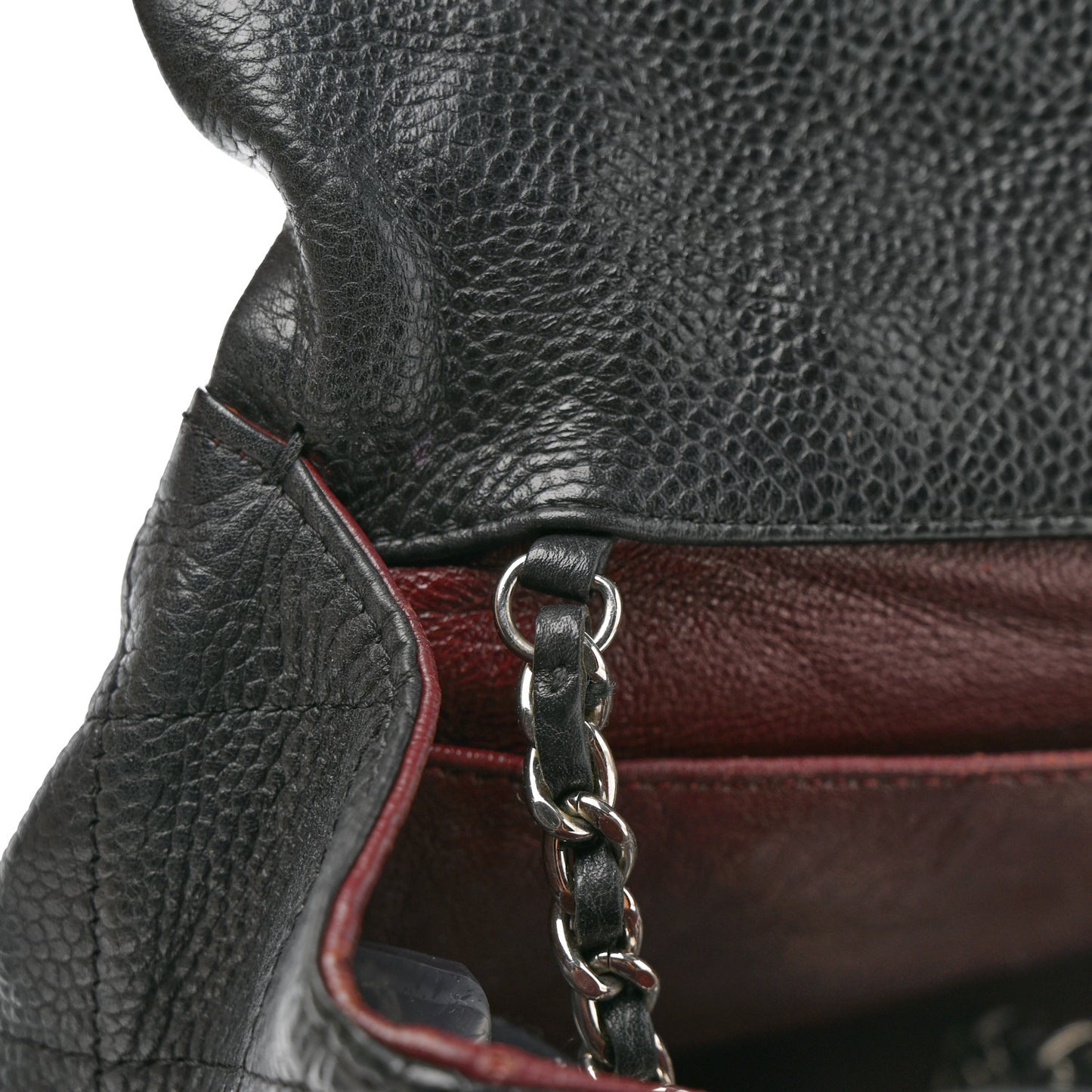 Caviar Quilted Clutch With Chain Flap Black