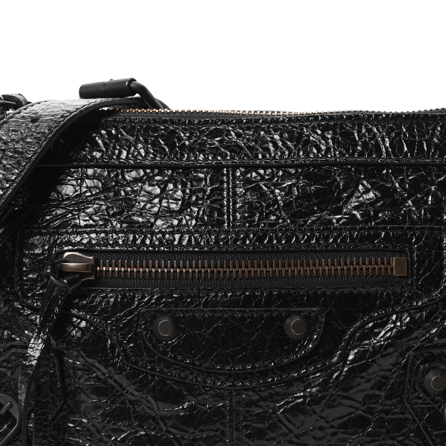 Balenciaga Metallized Agneau Arena Classic Hardware Mini Le City Moto Black 8 of 10