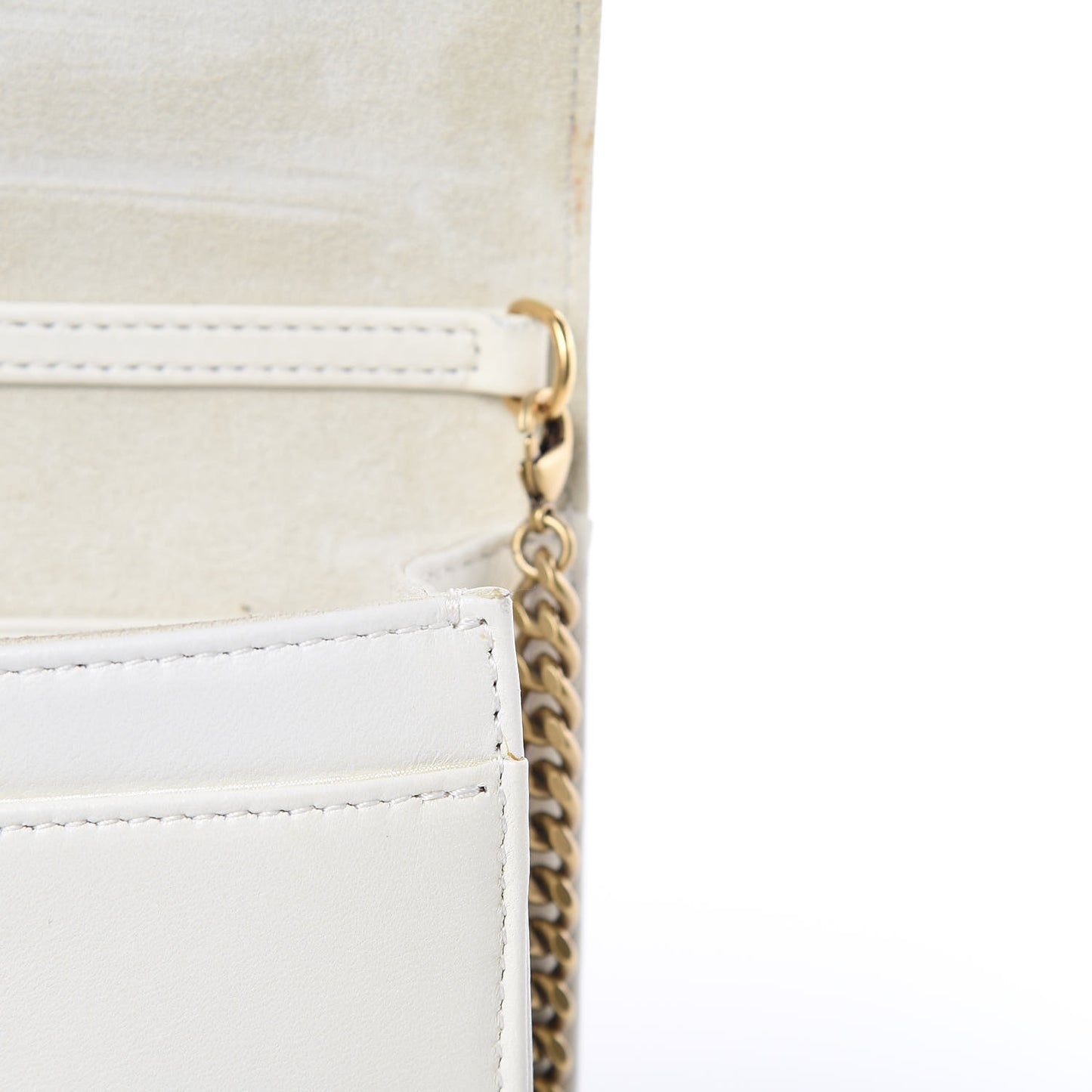 Calfskin Studded Diorama Wallet on Chain Pouch Off White
