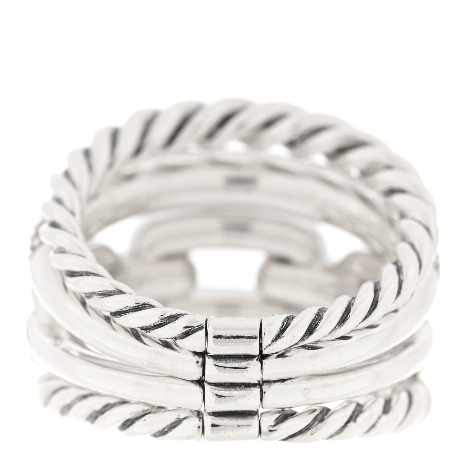 David Yurman Sterling Silver Diamond Wellesley Four-Row Ring 53 6.5 3 of 4