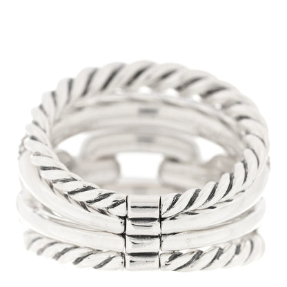 David Yurman Sterling Silver Diamond Wellesley Four-Row Ring 53 6.5 3 of 4