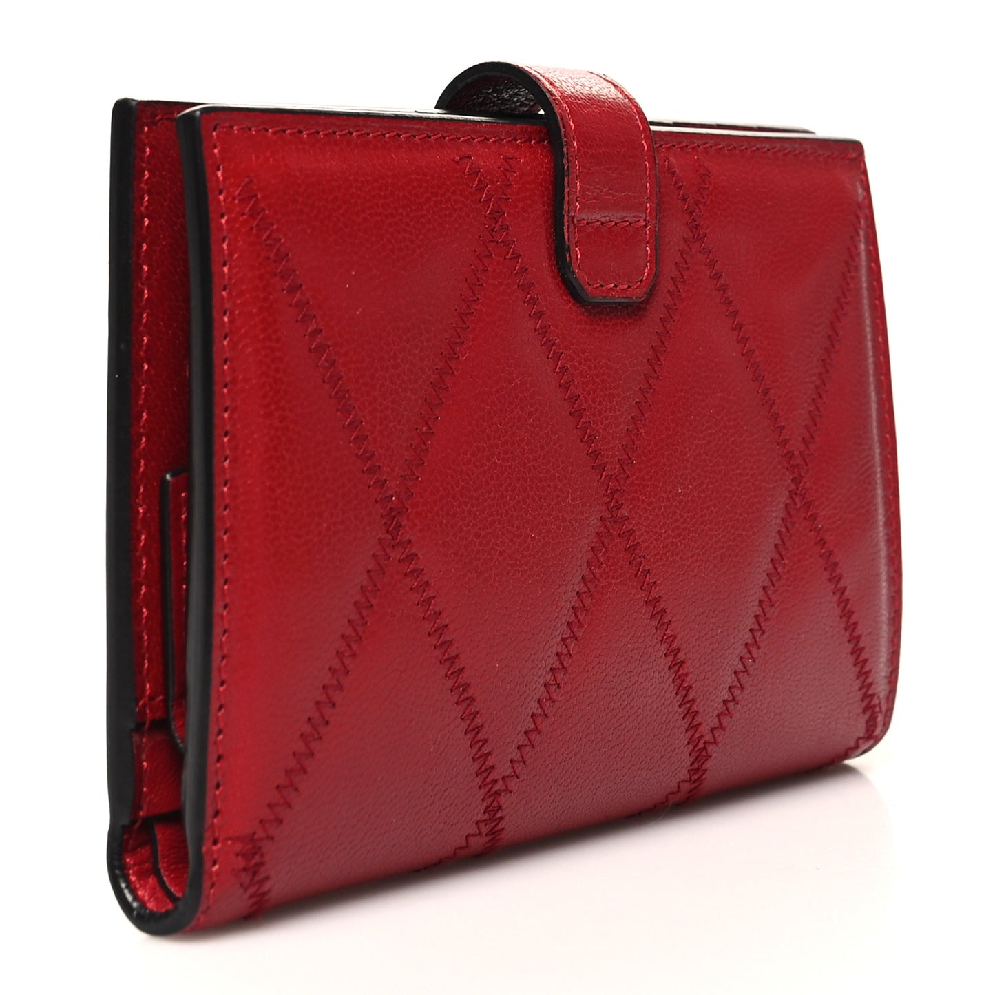 Goatskin Diamond Quilted GV3 Medium Wallet Vermillion