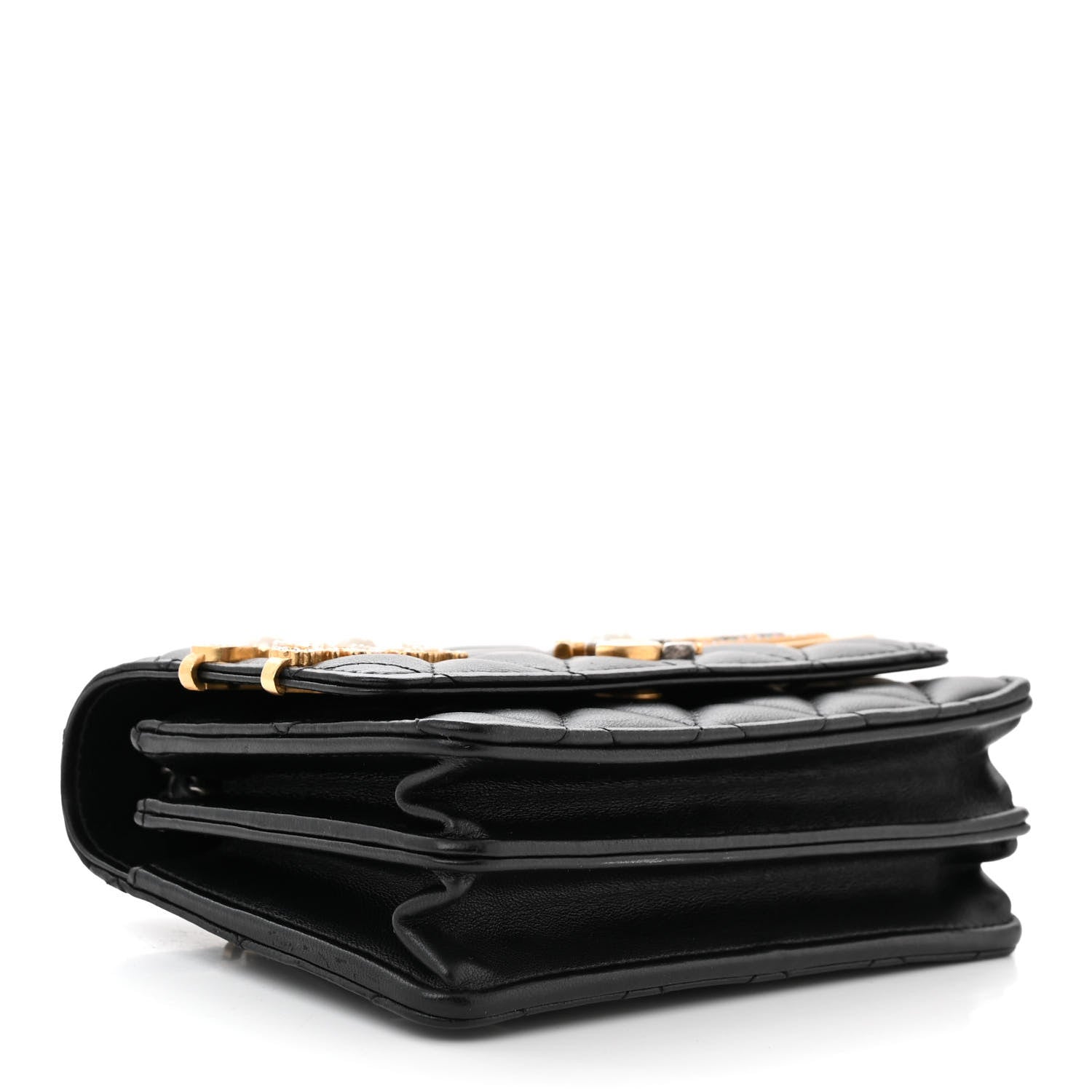 Chanel Lambskin Quilted Coco Clips Mini Wallet On Chain WOC Black 4 of 11