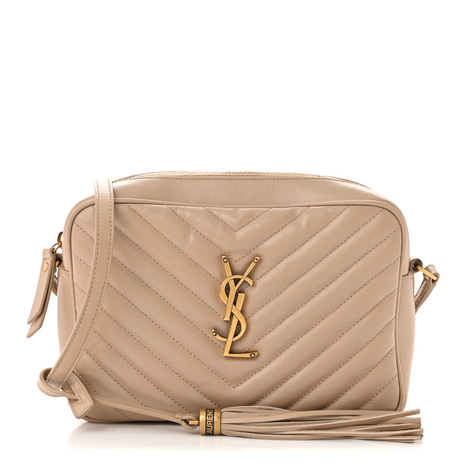 Saint Laurent Calfskin Matelasse Monogram Lou Camera Bag Dark Latte 1 of 16