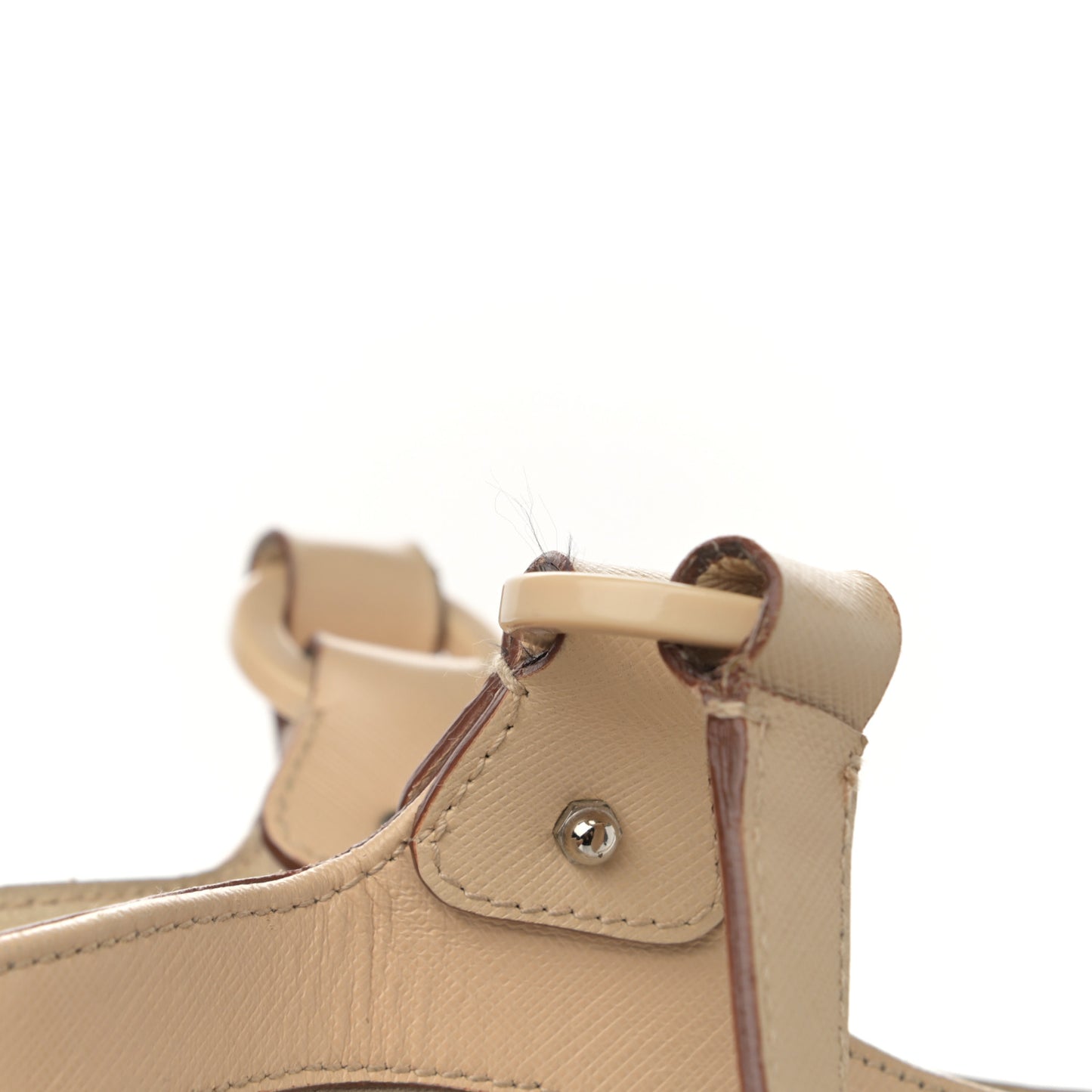 Suede Hammered Calfskin Gancini Satchel Beige