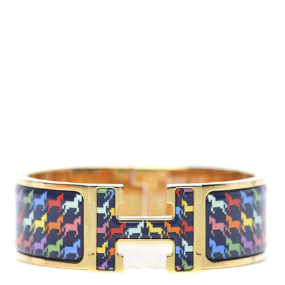 Hermes Enamel Cheval Pixel Wide Clic Clac H Bracelet PM Indigo Multicolor 1 of 6