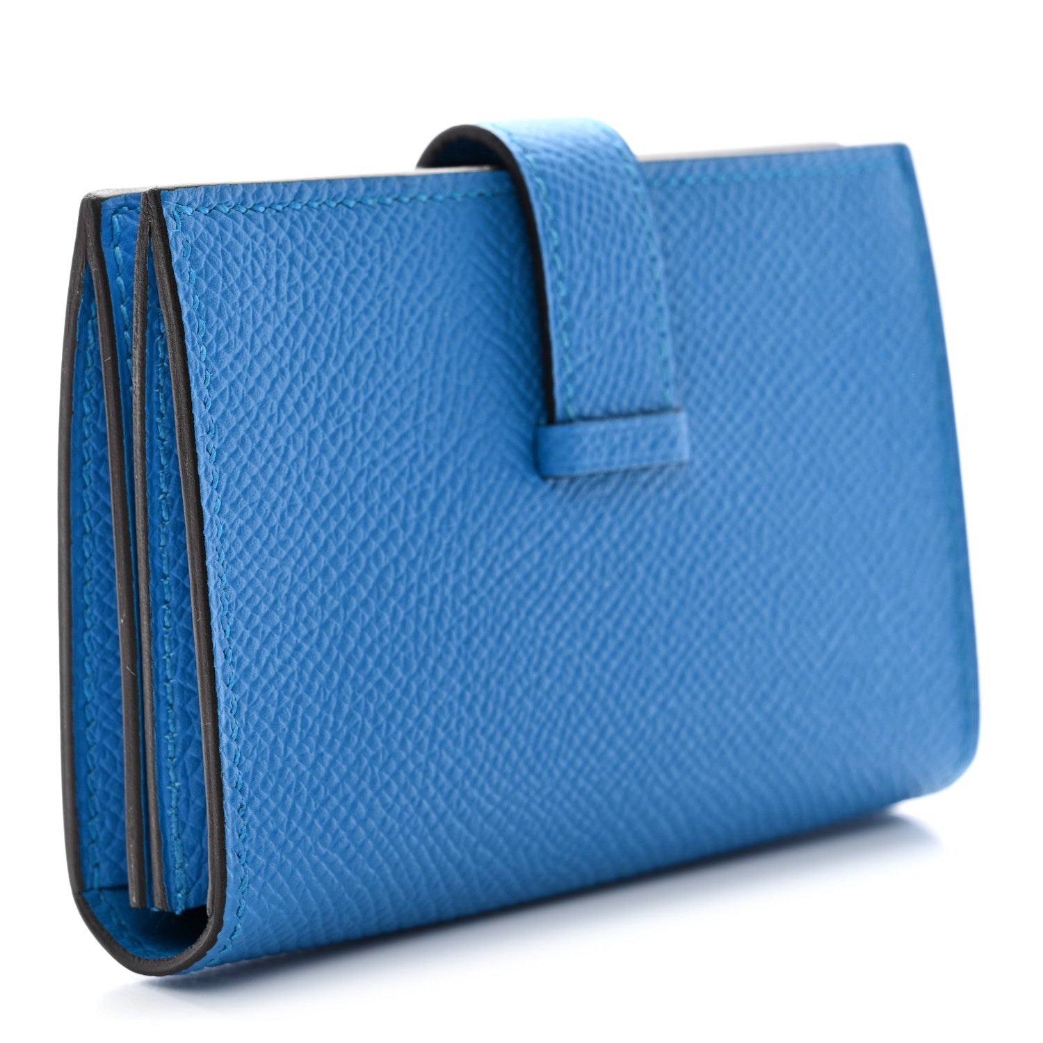 Hermes Epsom Bearn Card Holder Wallet Turquoise 3 of 8