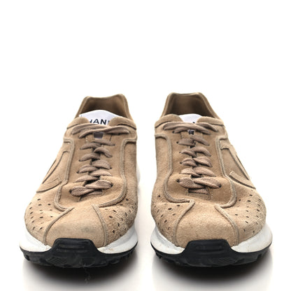 Chanel Suede Goatskin CC Sneakers 37.5 Dark Beige 2 of 10