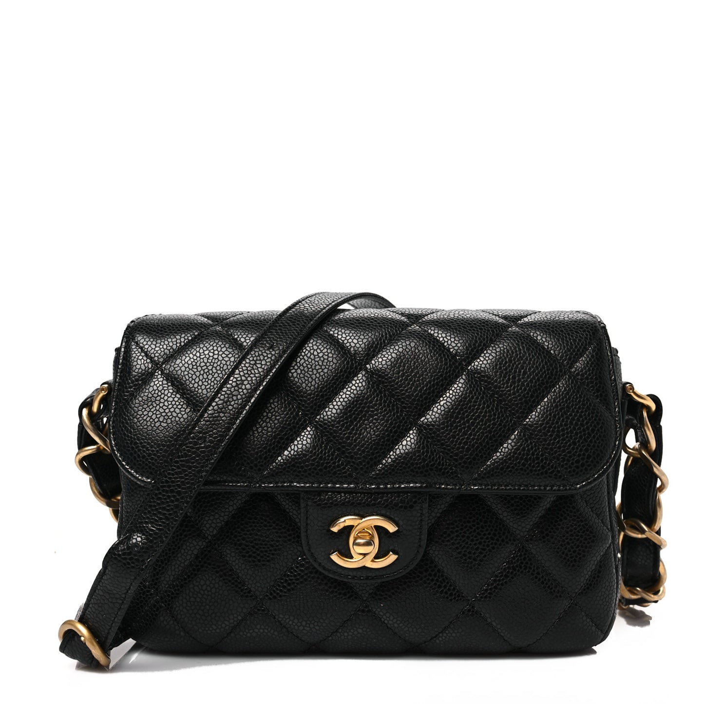 Caviar Quilted Small Chain Flap Black