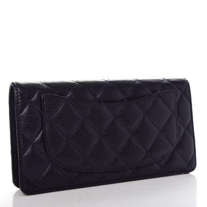 Chanel Caviar Quilted Yen Wallet Dark Blue 3 of 9