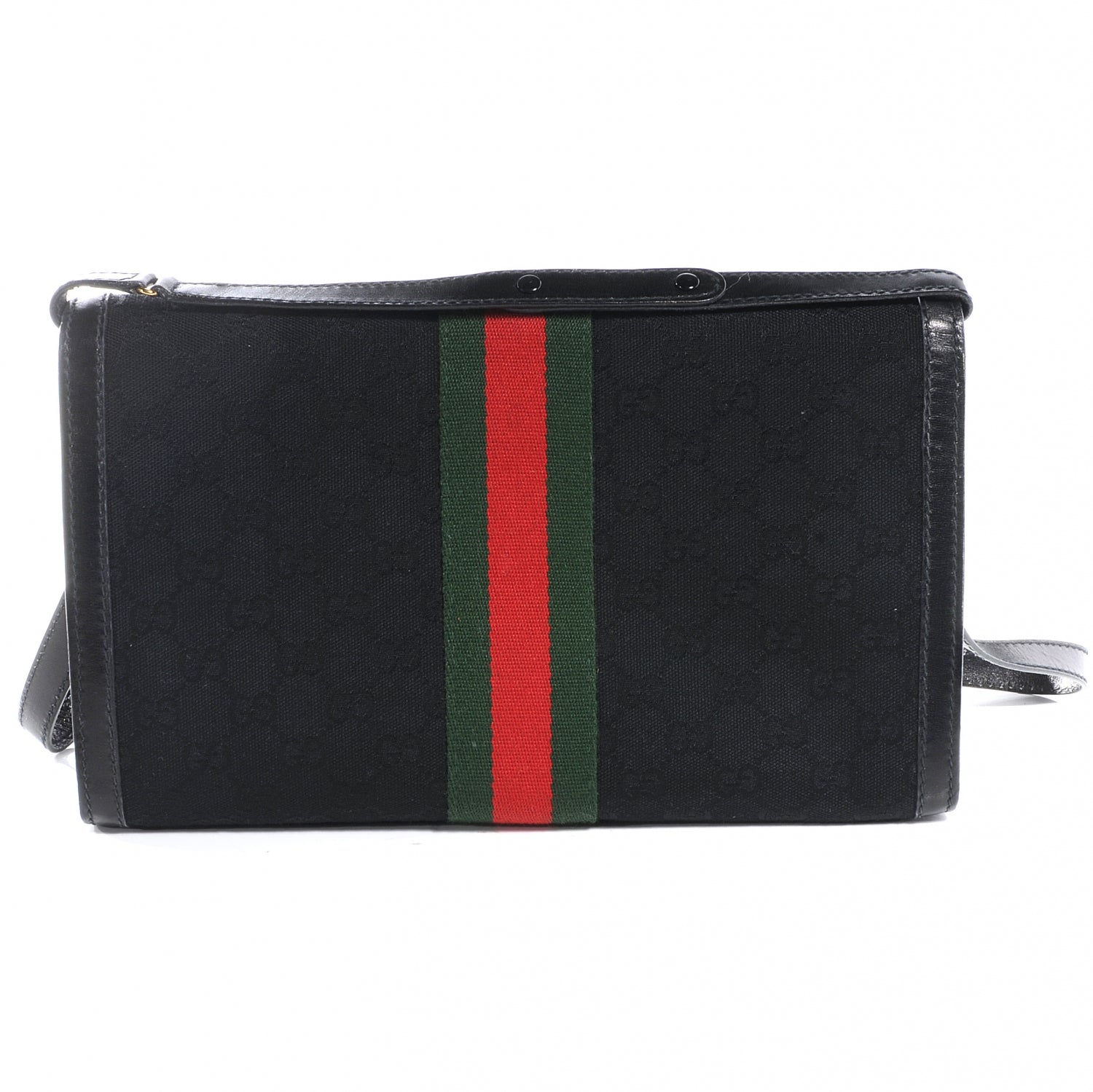Gucci Monogram Web Shoulder Bag Black 4 of 8