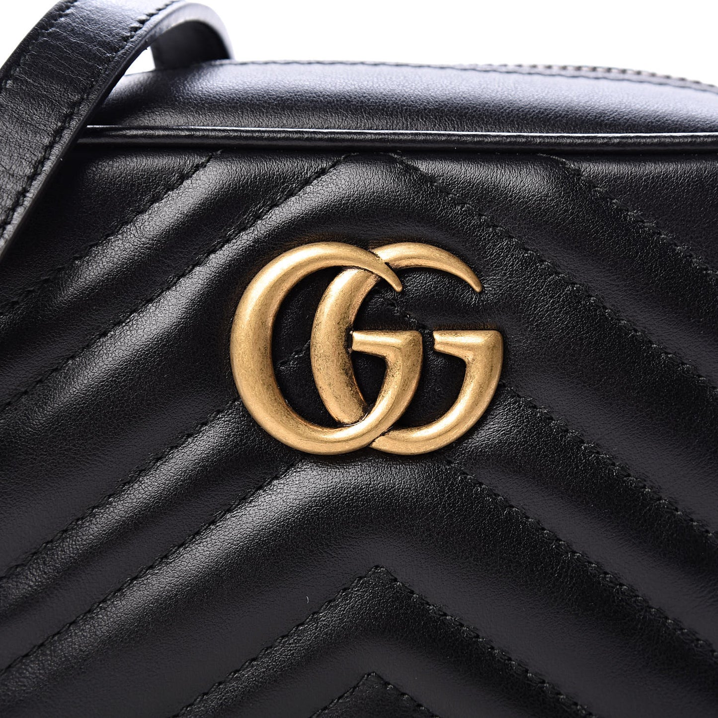 Calfskin Matelasse Mini GG Marmont Chain Shoulder Bag Black