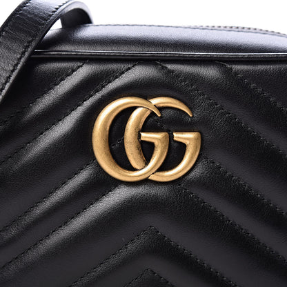 Gucci Calfskin Matelasse Mini GG Marmont Chain Shoulder Bag Black 8 of 10
