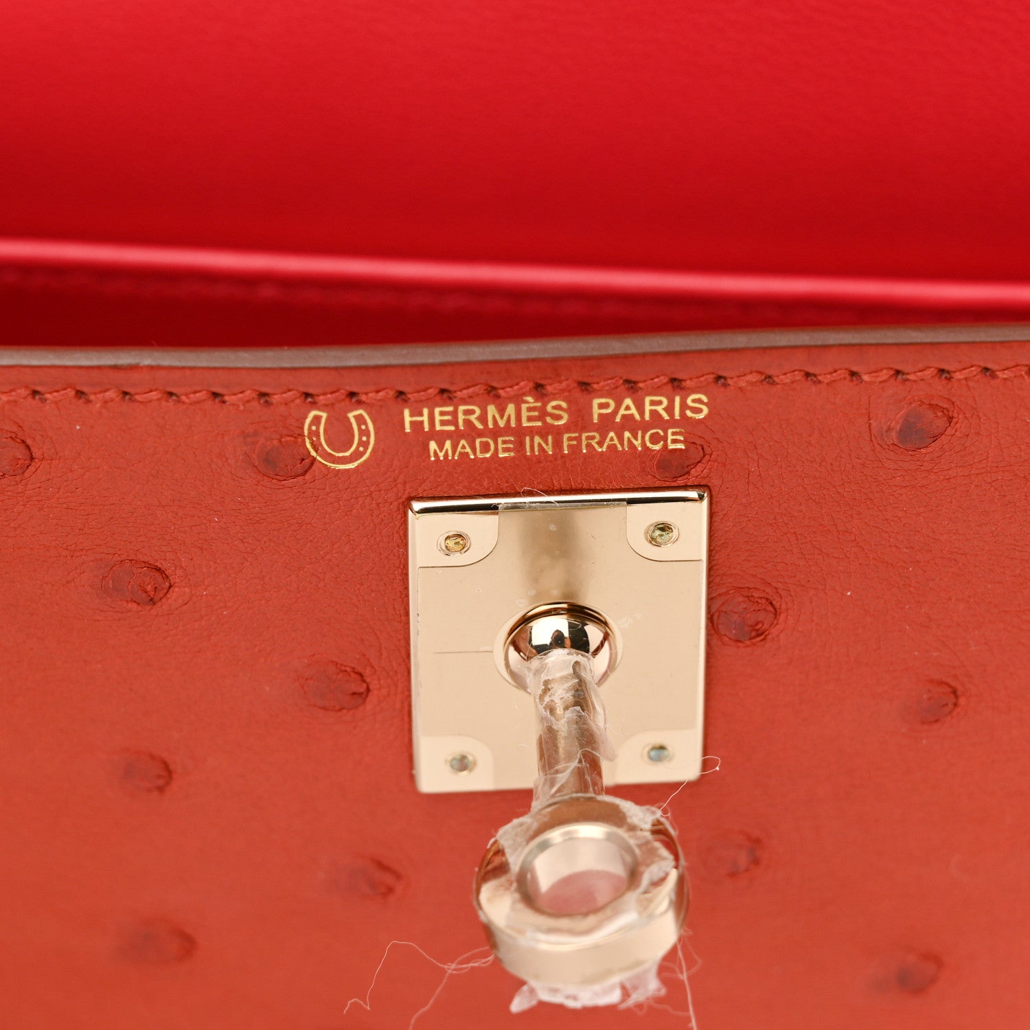 Hermes Ostrich Horseshoe Kelly Sellier Mini 20 Cuivre Rose Extreme 6 of 10