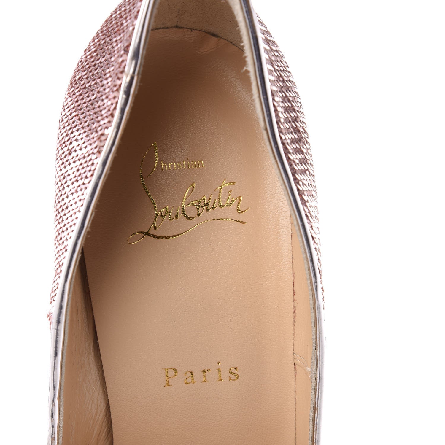 Christian Louboutin Paillettes Sirene Nappa Laminated Specchio So Kate 120 Pumps 38.5 Nude 4 of 9