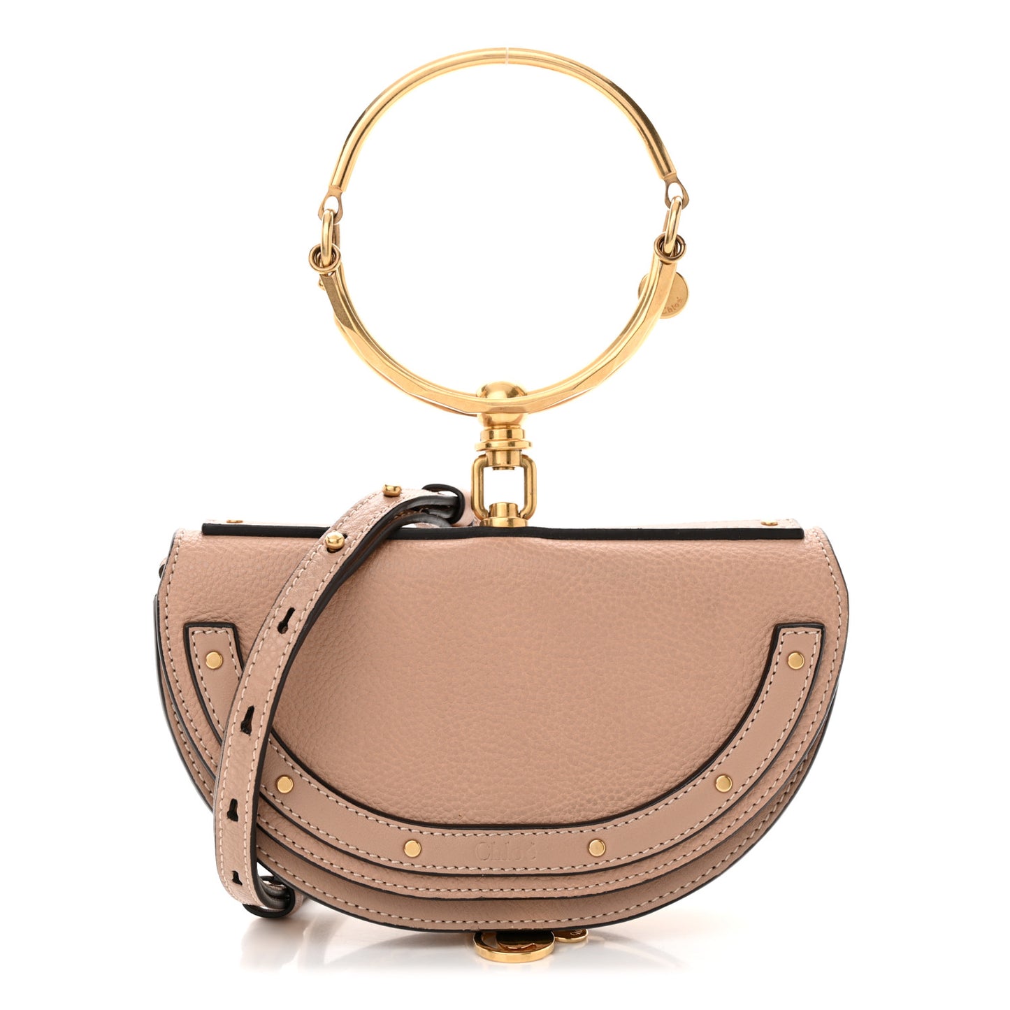 Calfskin Small Nile Bracelet Minaudiere Bag Biscotti Beige