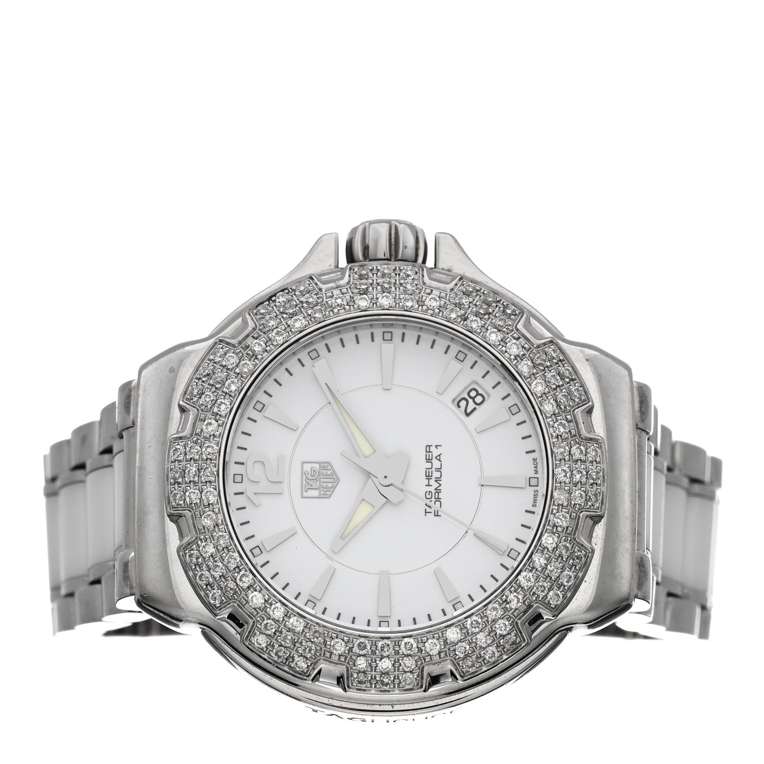 Tag Heuer Stainless Steel Ceramic Diamond Bezel 35mm Formula 1 Lady Quartz Watch White WAH1215-0 2 of 4