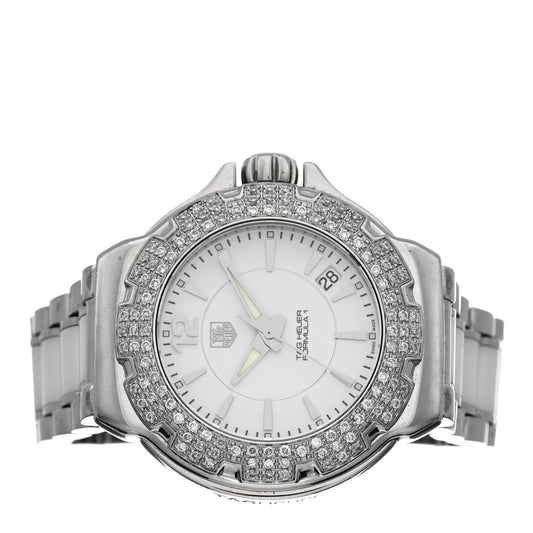 Stainless Steel Ceramic Diamond Bezel 35mm Formula 1 Lady Quartz Watch White WAH1215-0