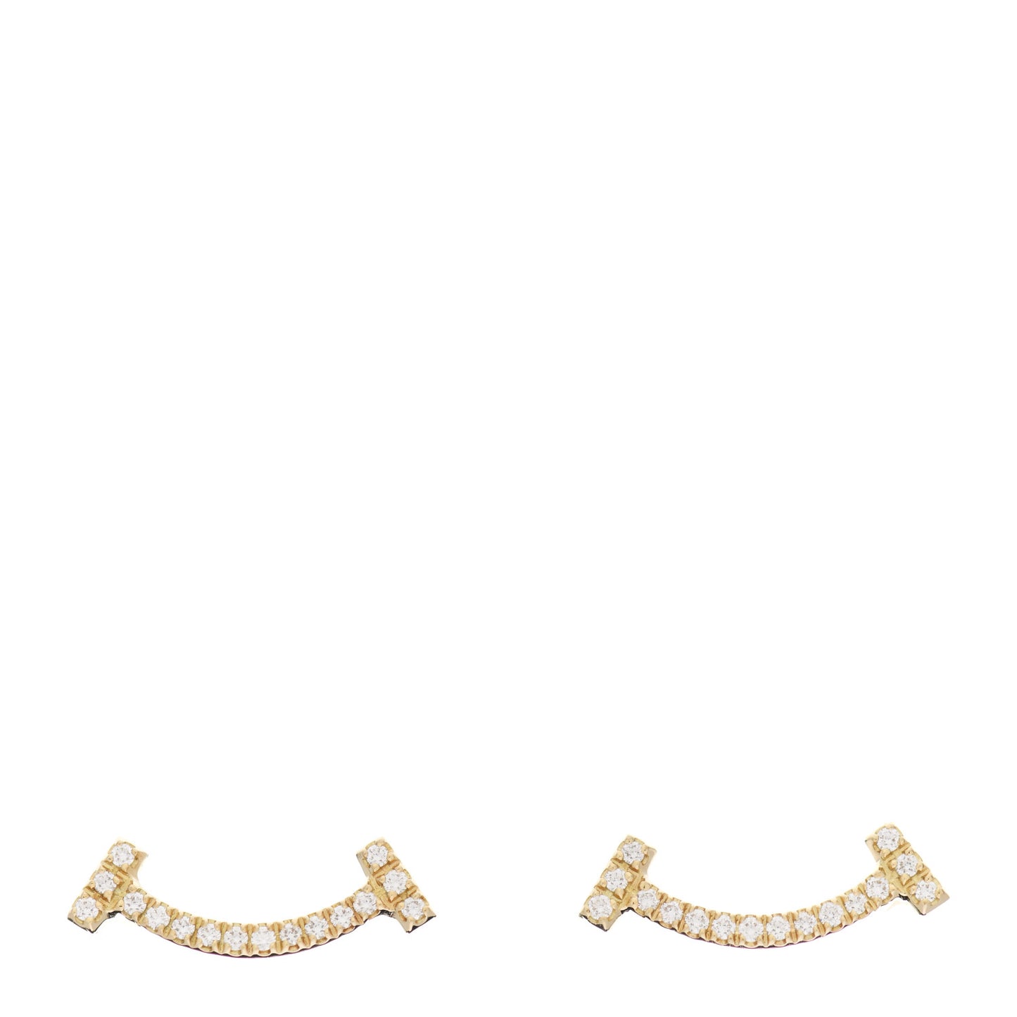 18K Yellow Gold Diamond T Smile Earrings