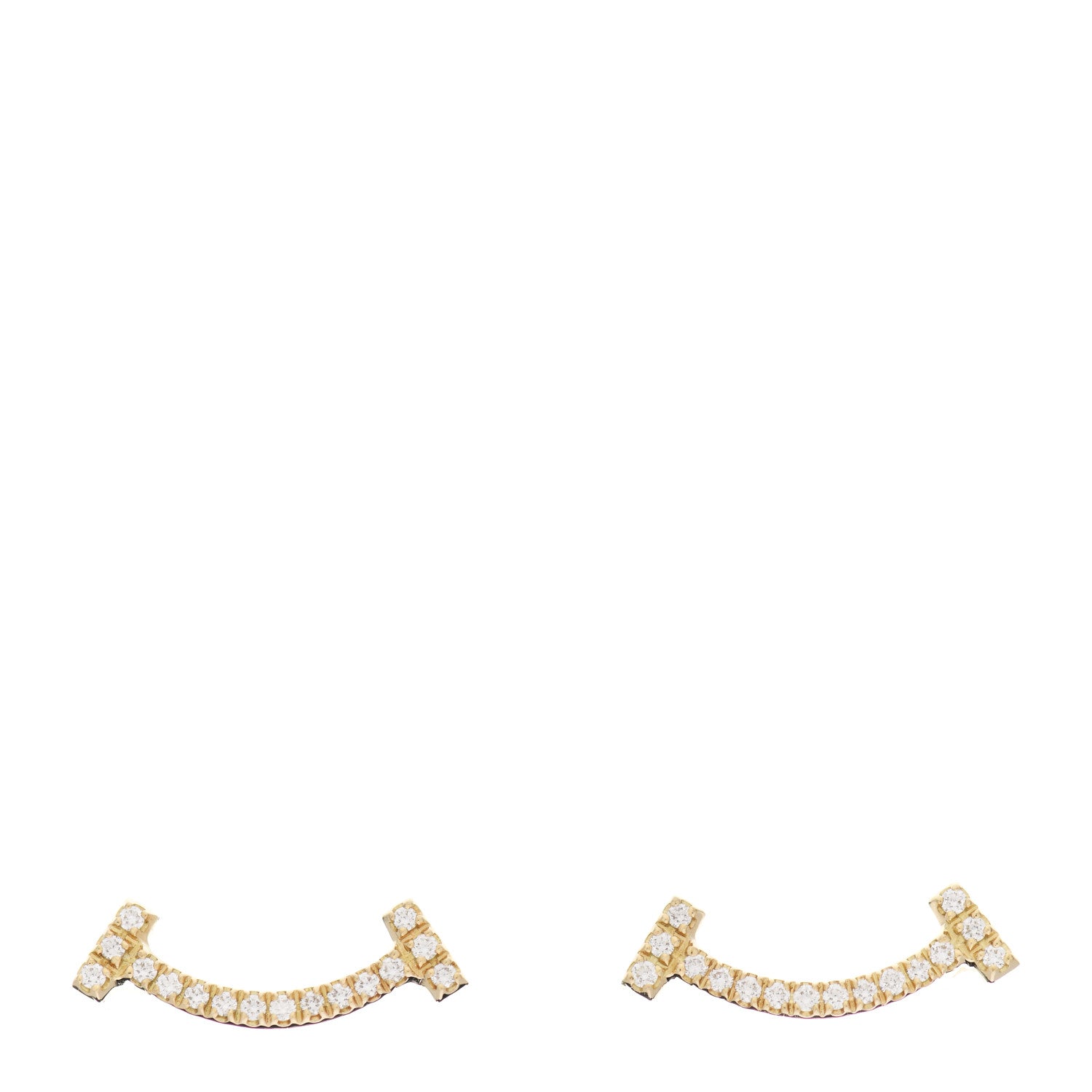 Tiffany 18K Yellow Gold Diamond T Smile Earrings 1 of 4