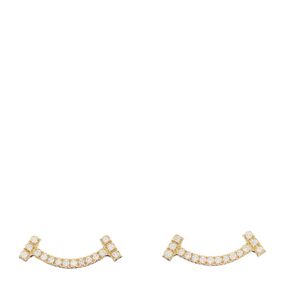 Tiffany 18K Yellow Gold Diamond T Smile Earrings 1 of 4