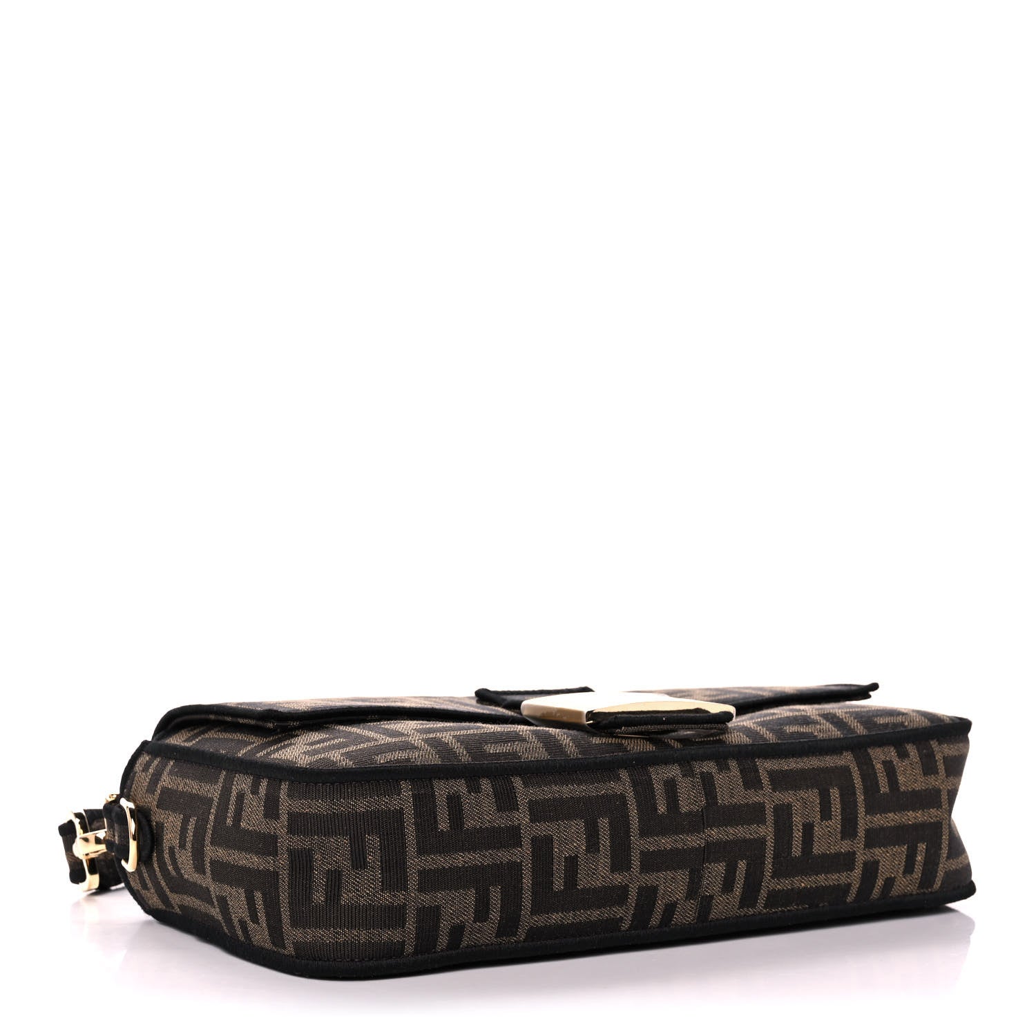Fendi Fabric Jacquard FF 1974 Medium Baguette Tobacco Moro Black 4 of 12