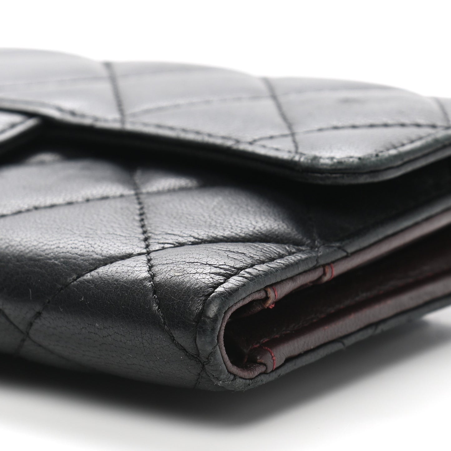 Lambskin Quilted Large Flap Wallet Black