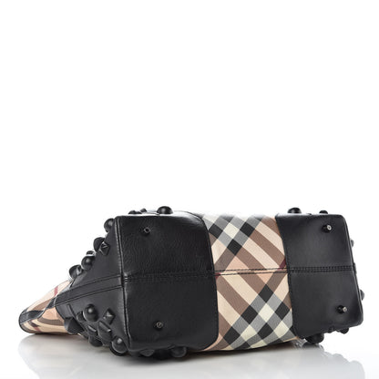 Burberry Nova Check Mega Stud Nickie Tote Black 4 of 14