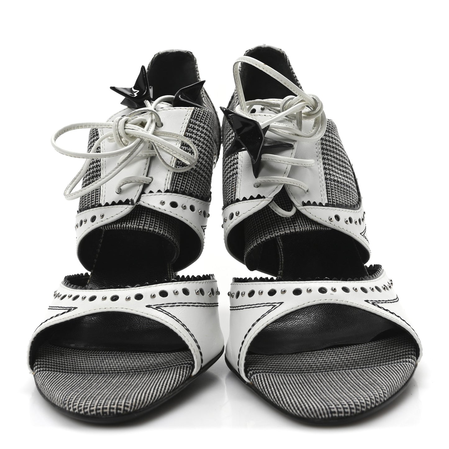 Calfskin Houndstooth Spectadior Pumps 39.5 White Black