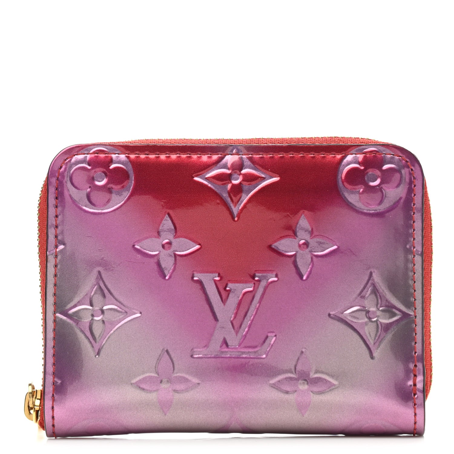 Louis Vuitton Metallic Vernis Degrade Zippy Coin Purse Pink Red 1 of 7