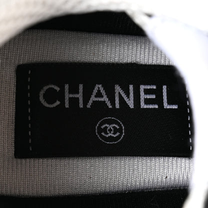 Chanel Mesh Suede Grained Calfskin Womens CC Sneakers 36 Black White 7 of 9
