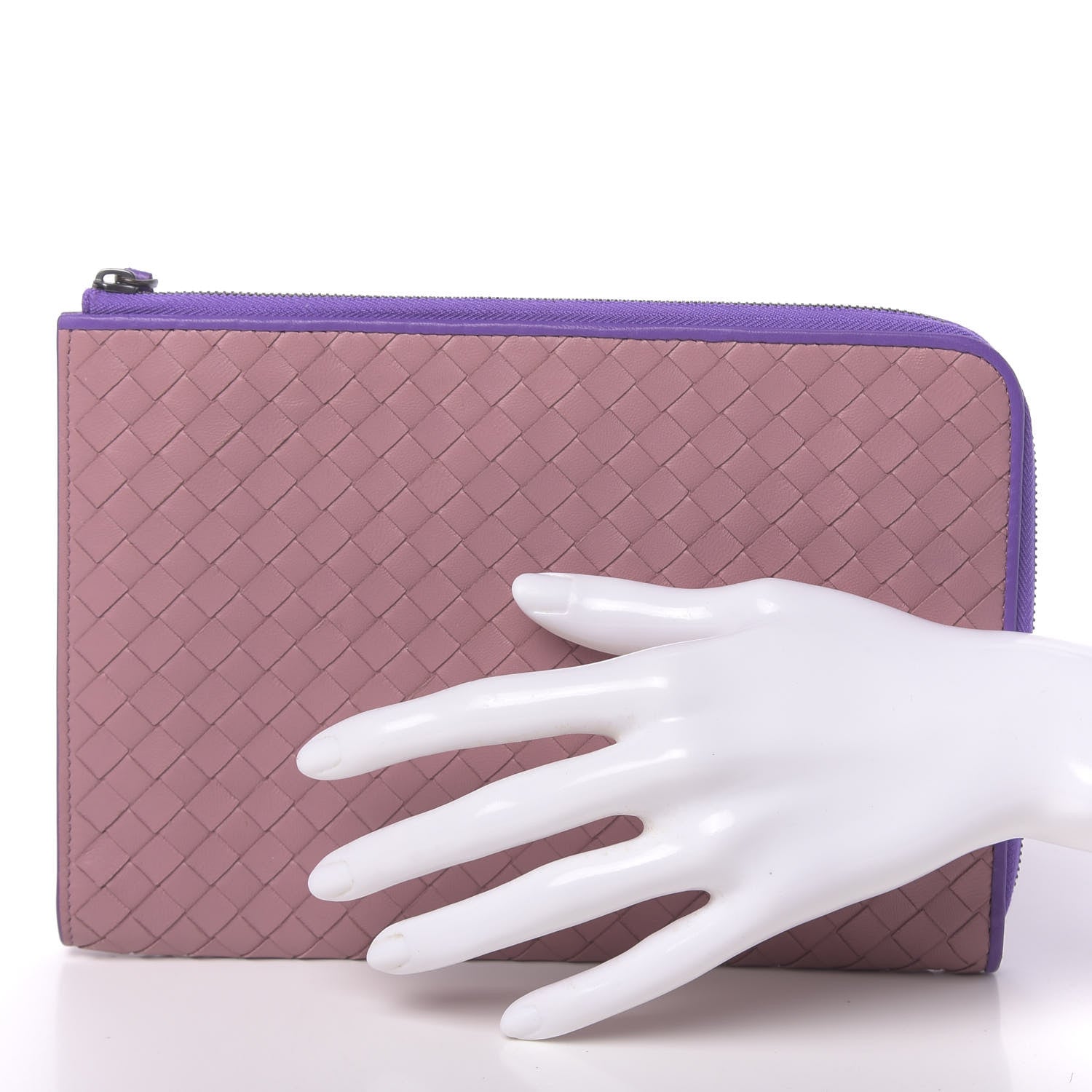 Bottega Veneta Nappa Intrecciato Flat Zip Pouch Deco Rose Corot 2 of 9