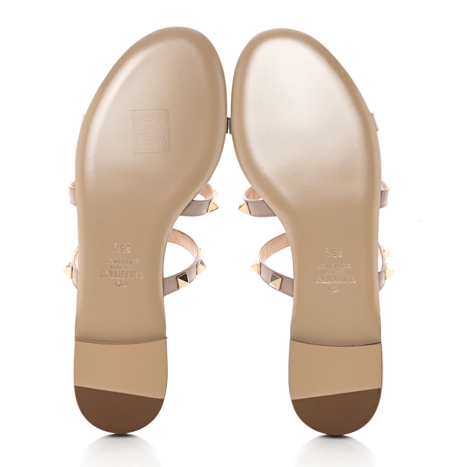 Valentino Garavani Nappa Rockstud Caged Flat Slide Sandals 35.5 Poudre 5 of 9