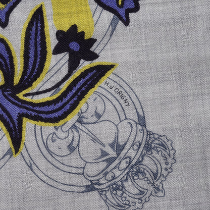 Hermes Cashmere Silk Cavalcadour Shawl 140 Gris Chine Juane Marine 6 of 8
