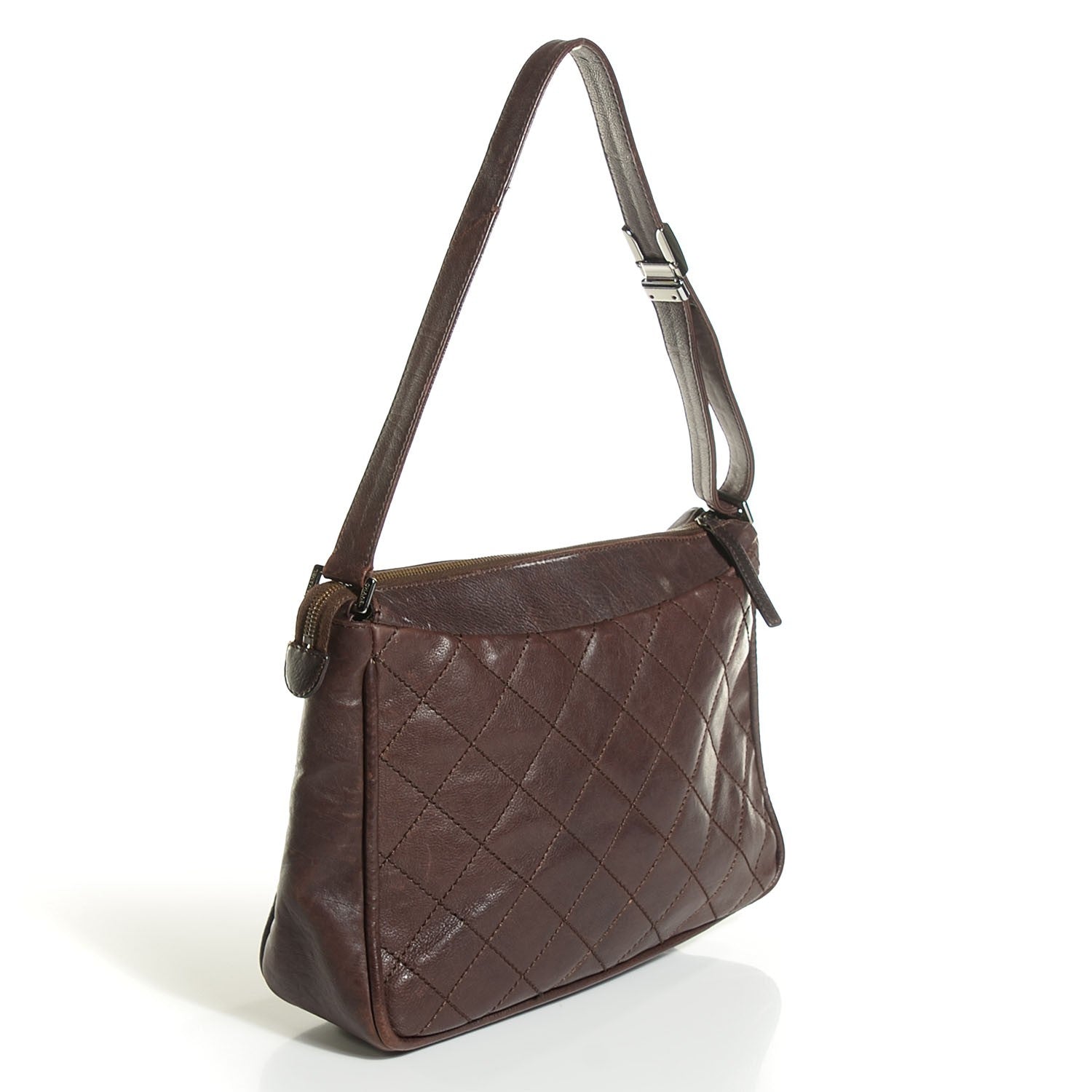 Chanel Calfskin Quilted CC Shoulder Bag Brown 3 of 7