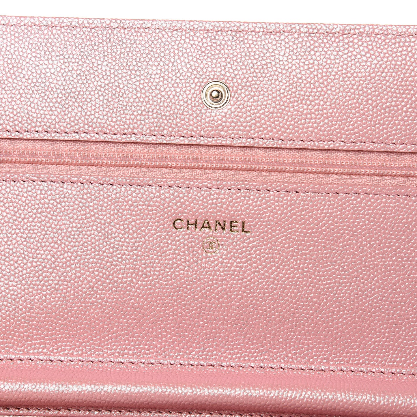 Iridescent Caviar Quilted Wallet on Chain WOC Pink